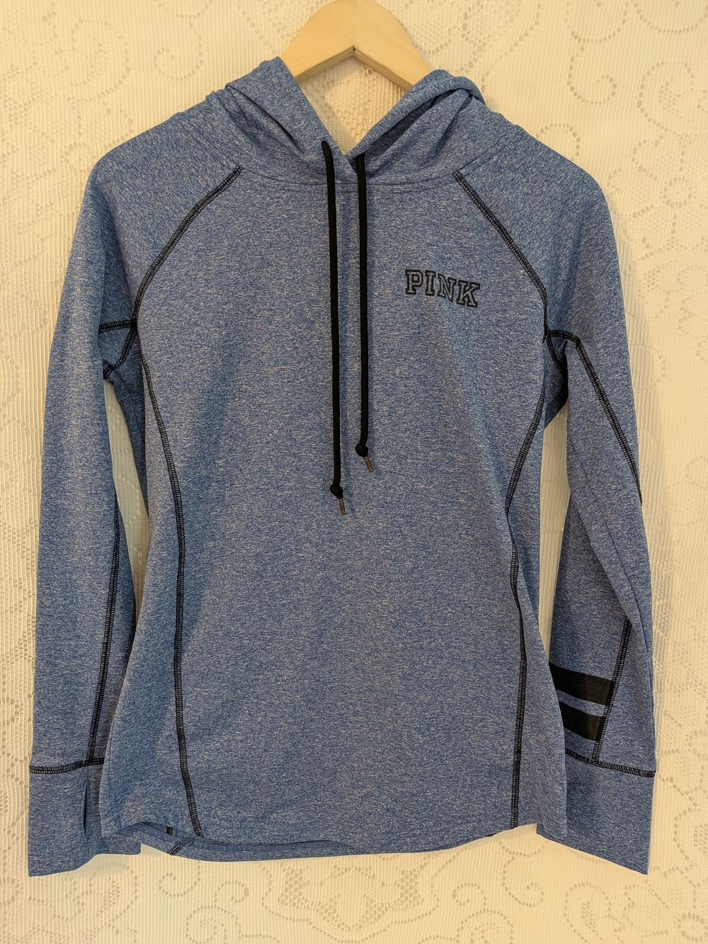 PINK Victoria's Secret Women's Blue Hooded Pullover, Size Medium